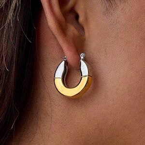 Elegant Gold and Silver Hoop Earrings 18k gold covered